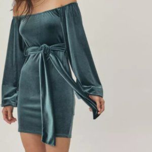 NWT Nasty Gal Velvet Bardot Mini Dress
